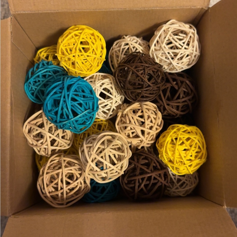 Decorative Rattan Balls - Yellow, Teal, Natural, Brown